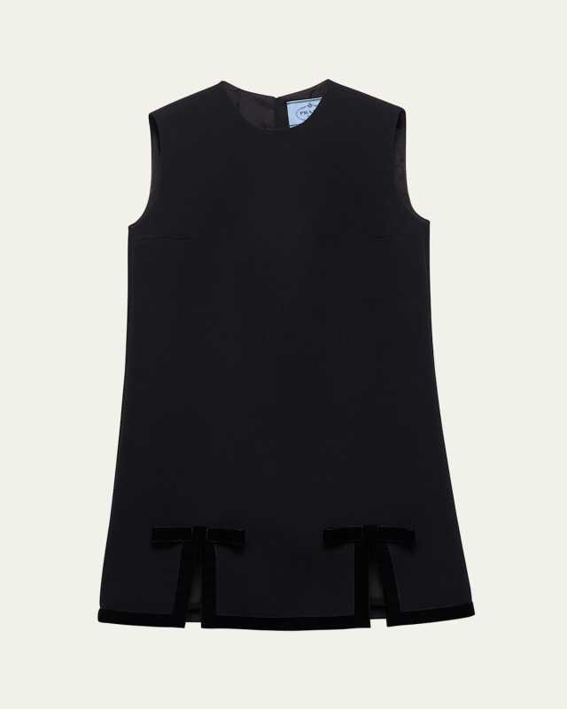 Bow Slit Wool Mini Dress